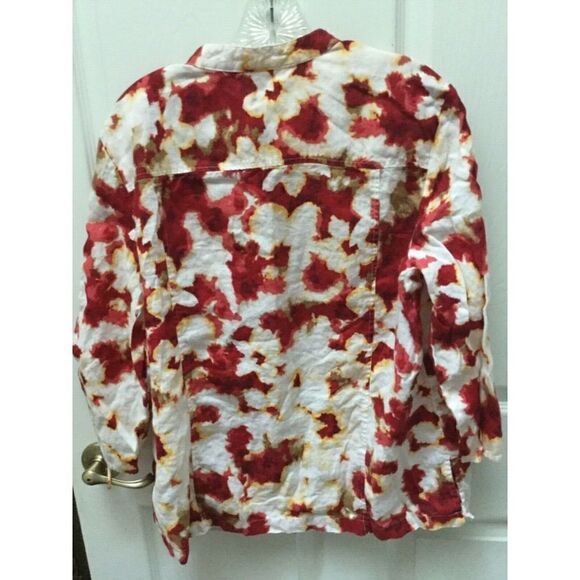 JM COLLECTION 3/4 sleeve multi color reg sz top 14 - Picture 2 of 2